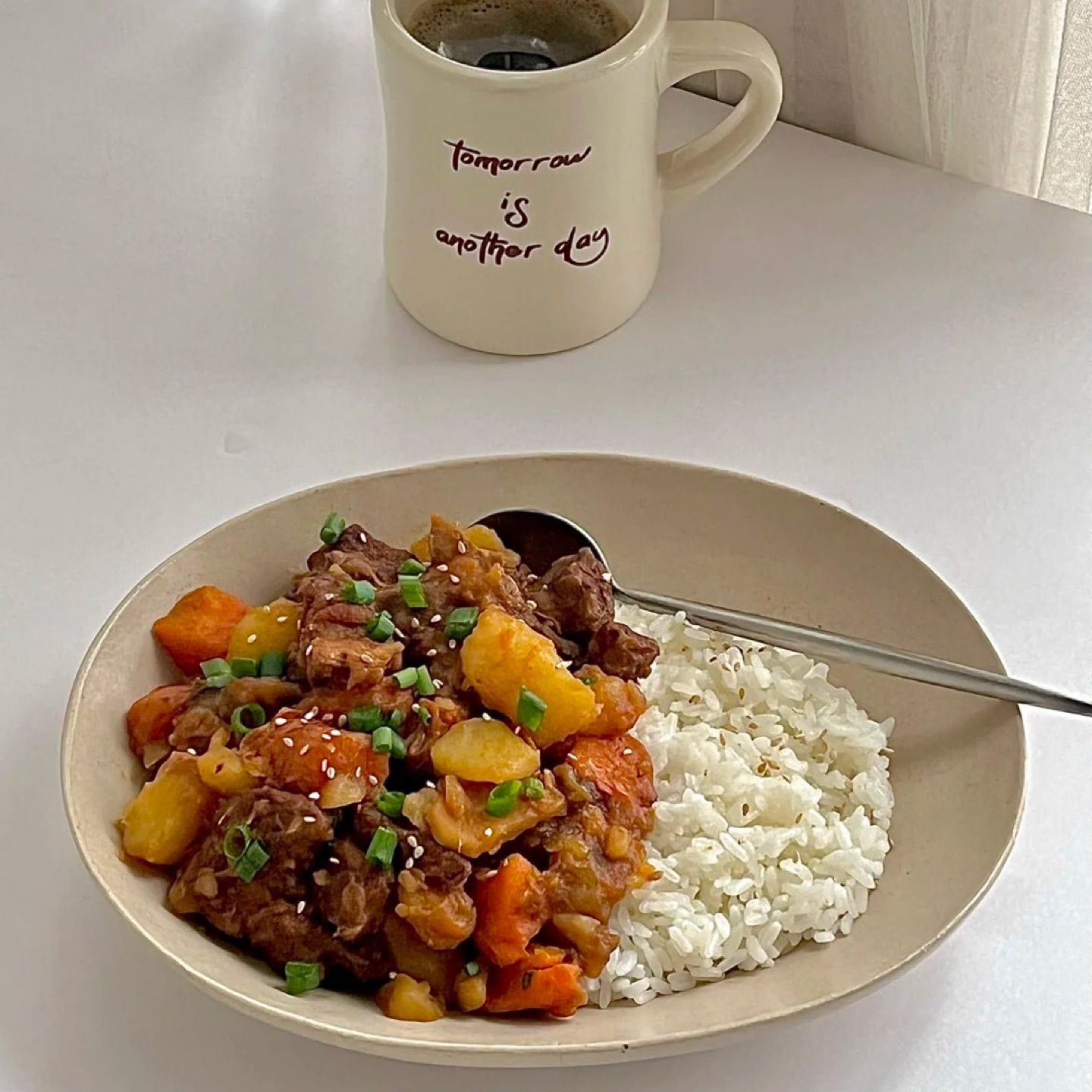 Today's lunch, tomato and beef brisket rice