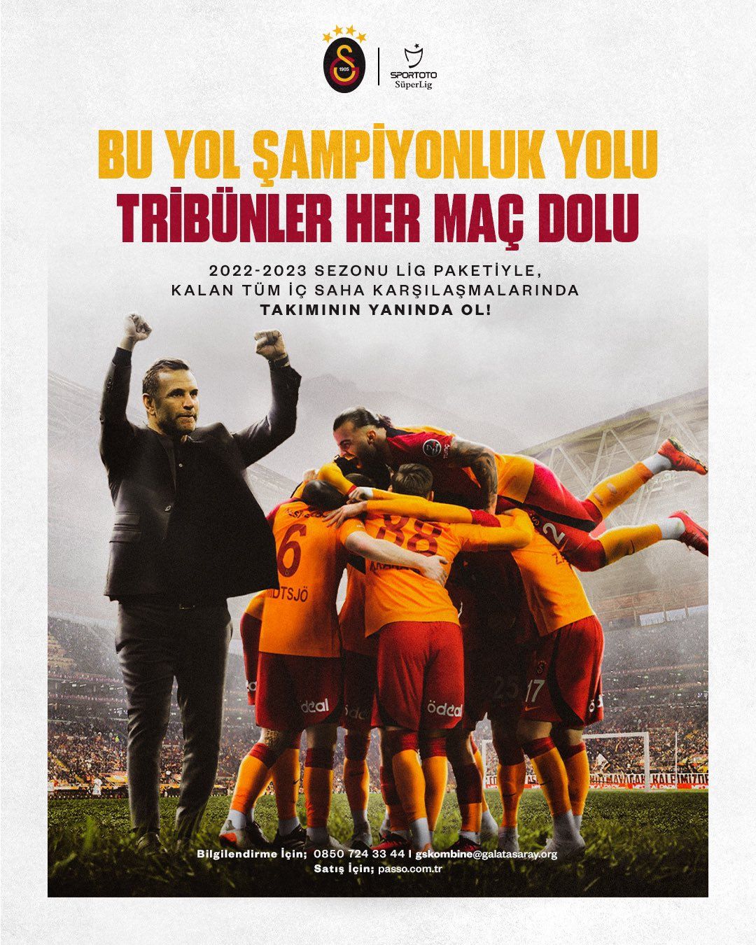 BU YOL ŞAMPİYONLUK YOLU TRİBÜNLER HER MAÇ DOLU! 🦁
 
2022-2023 Sezonu Lig Paketi ile kalan tüm iç sa…