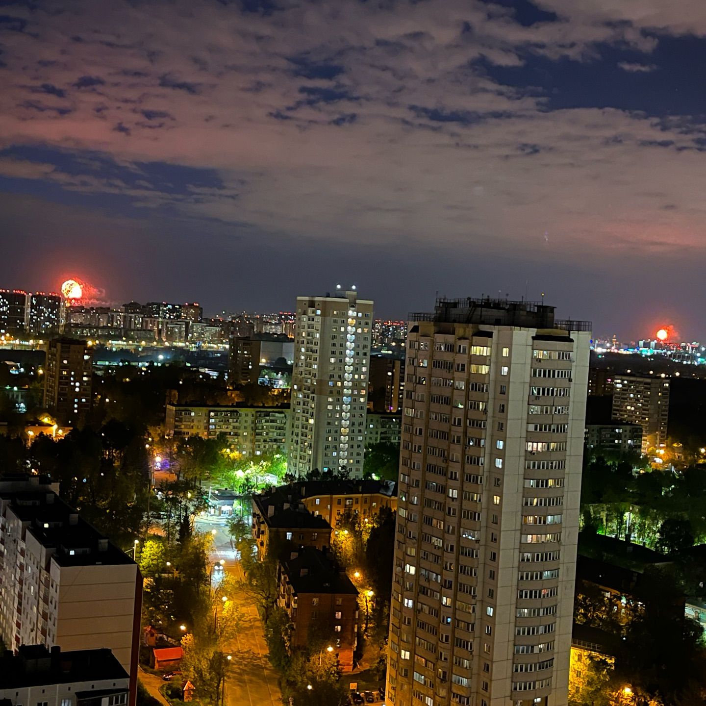 The photo shows two fireworks