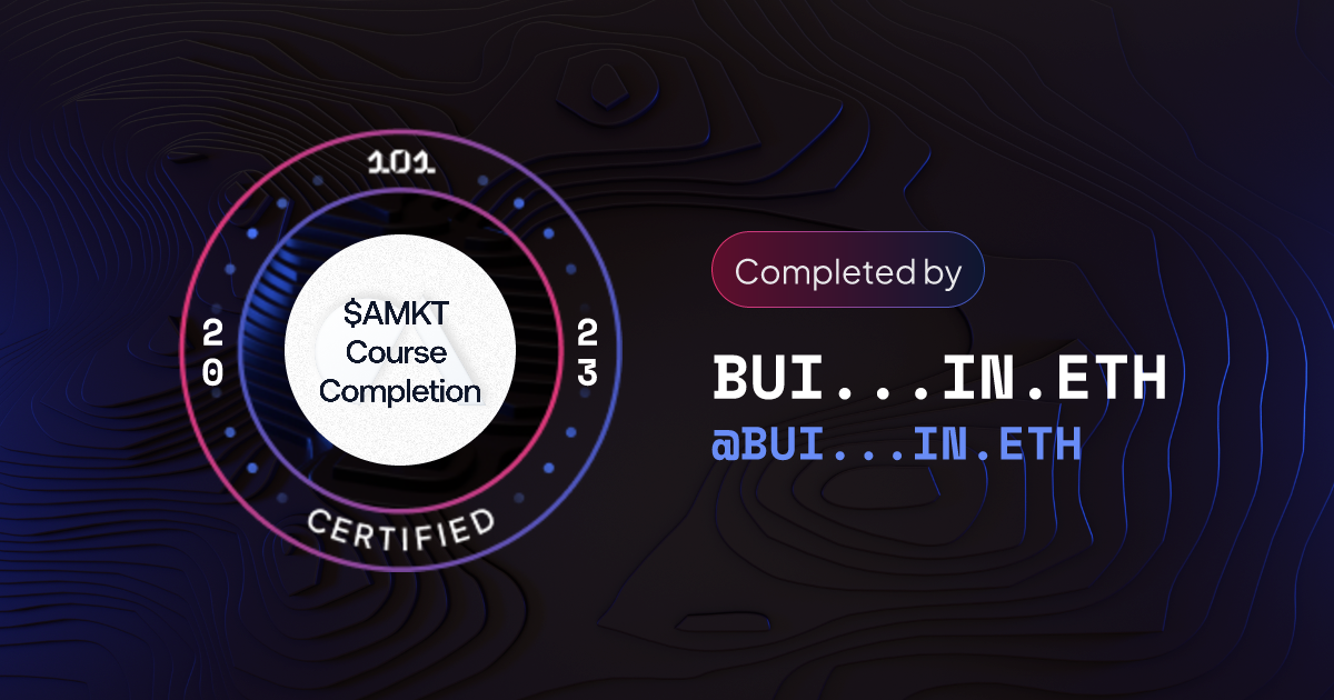 I just earned this NFT badge for completing Intro to $AMKT by Alongside!