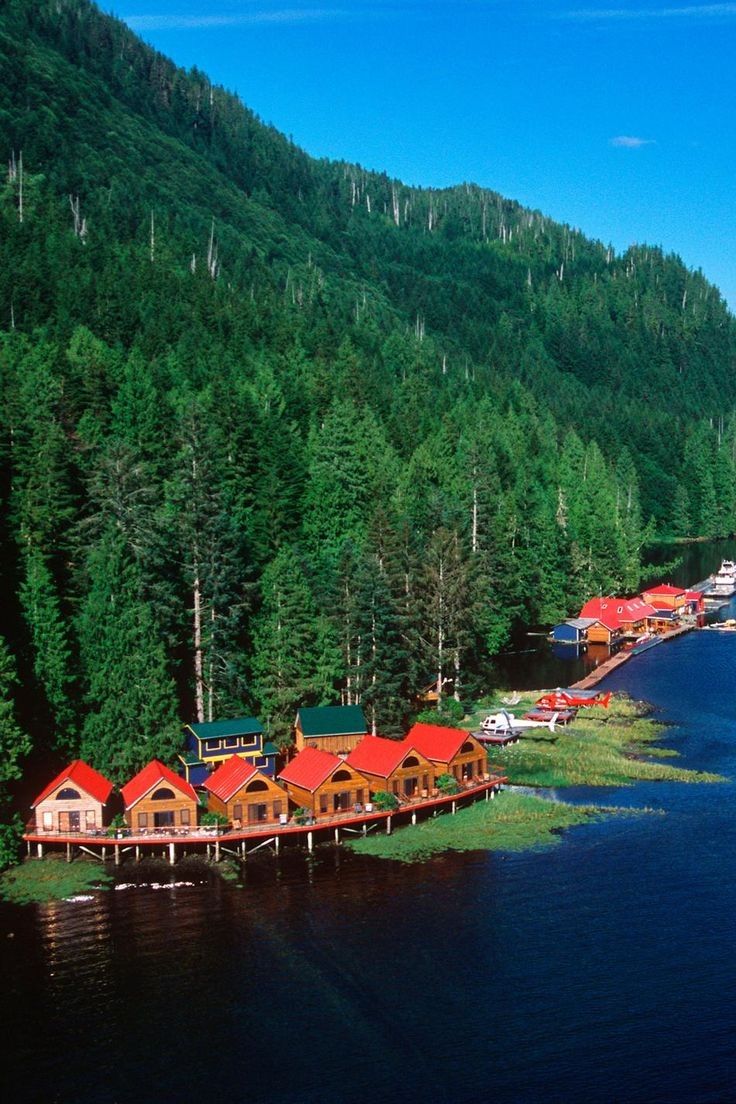 Colorful buildings at the base of the mountain