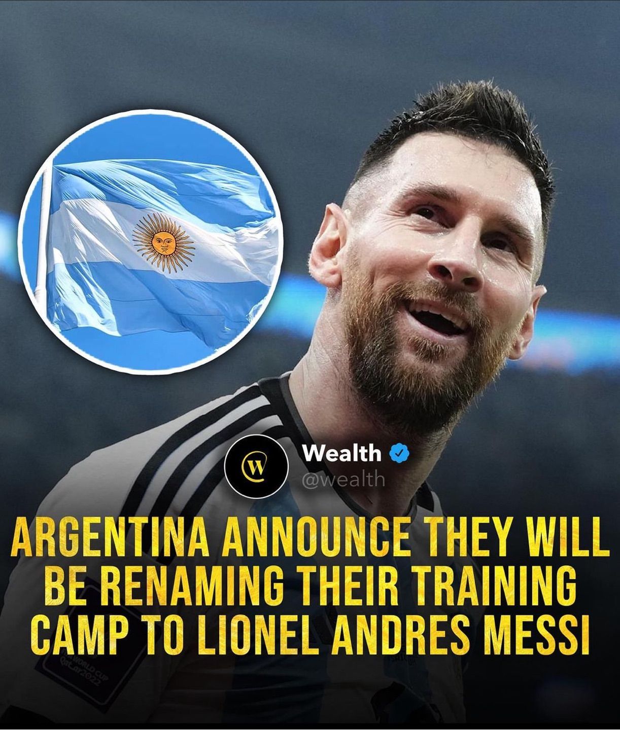 Argentina has renamed its national football training center after Lionel Messi, the team's captain w…