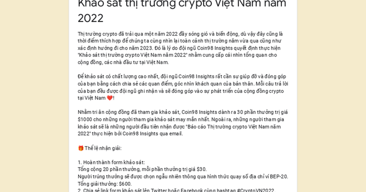 Khảo sát thị trường crypto Việt Nam năm 2022 

Chỉ còn vài ngày nữa là tạm biệt một năm đầy biến độn…