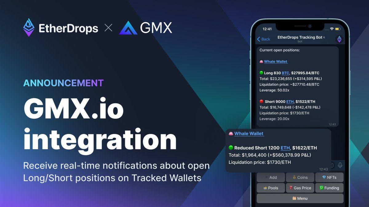 @EtherDROPS_bot announced GMX position integration 🥳

You can now receive real-time notifications o…