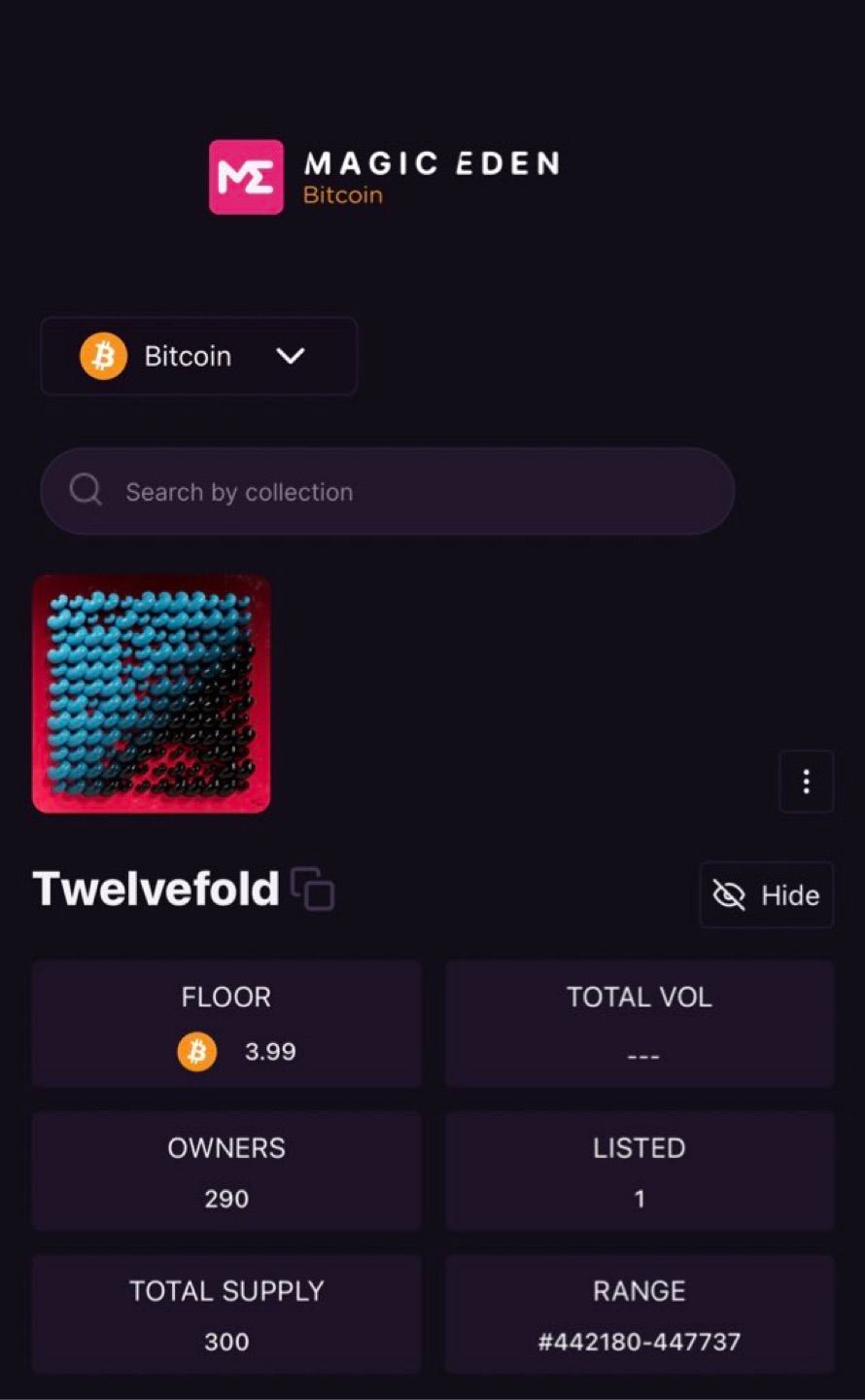 Yuga Labs' Bitcoin NFT, Twelvefold, is now available for trading on Magic Eden.

Current floor price…