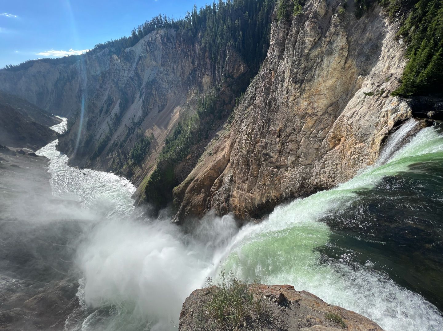 If you follow the Brink of Lower Falls Trail in Yellowstone, you can reach the top of Lower Falls. Y…