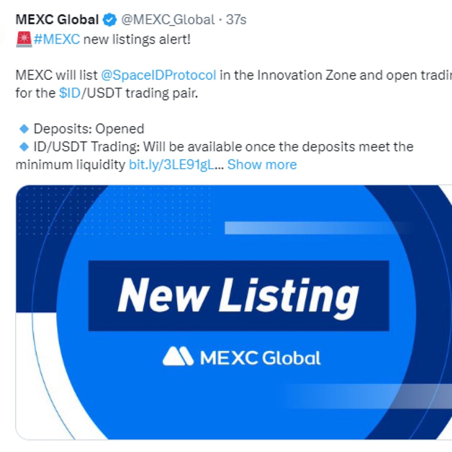 MEXC will list ID/USDT