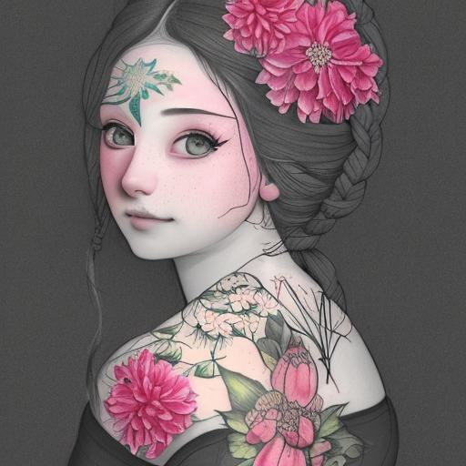 And the next pic is here, a flower tattooed woman🌺

She has beautiful flowers on her back, and is i…