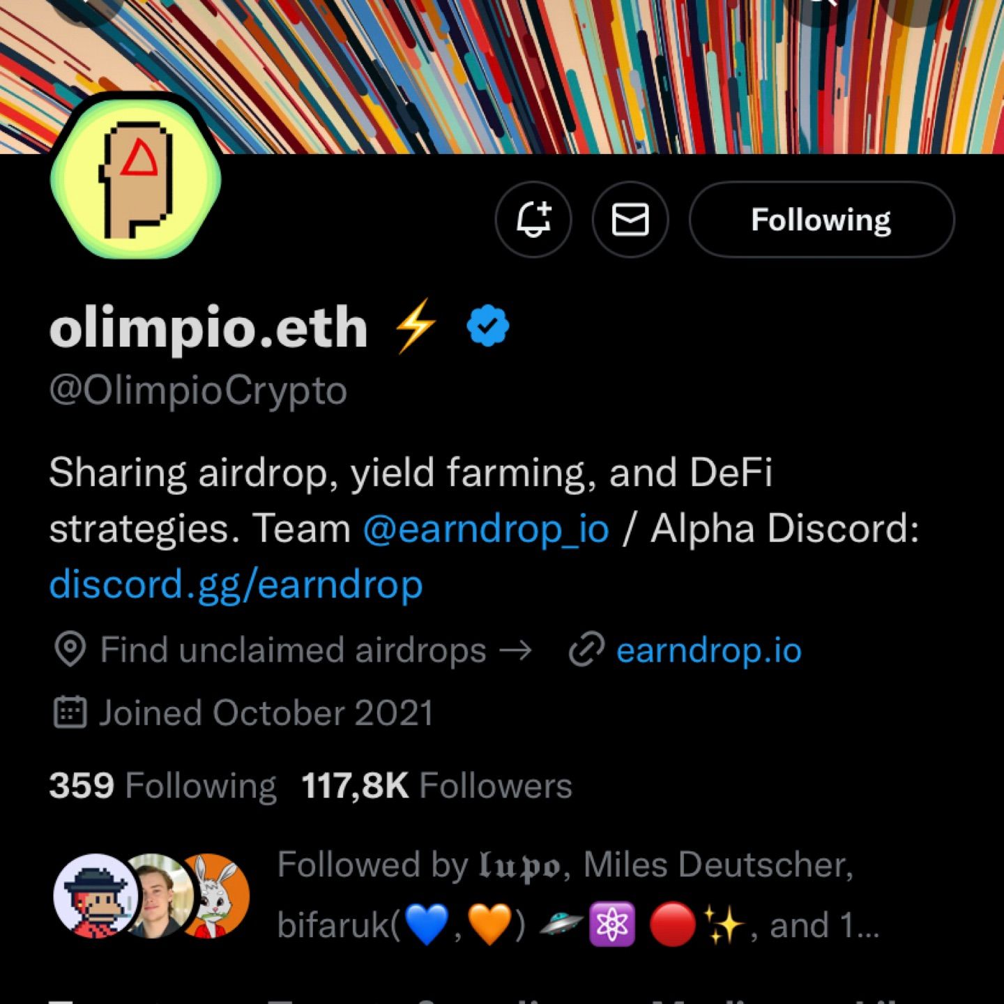 I highly recommend following Olimpio.I think he is best at Airdrop strategys.