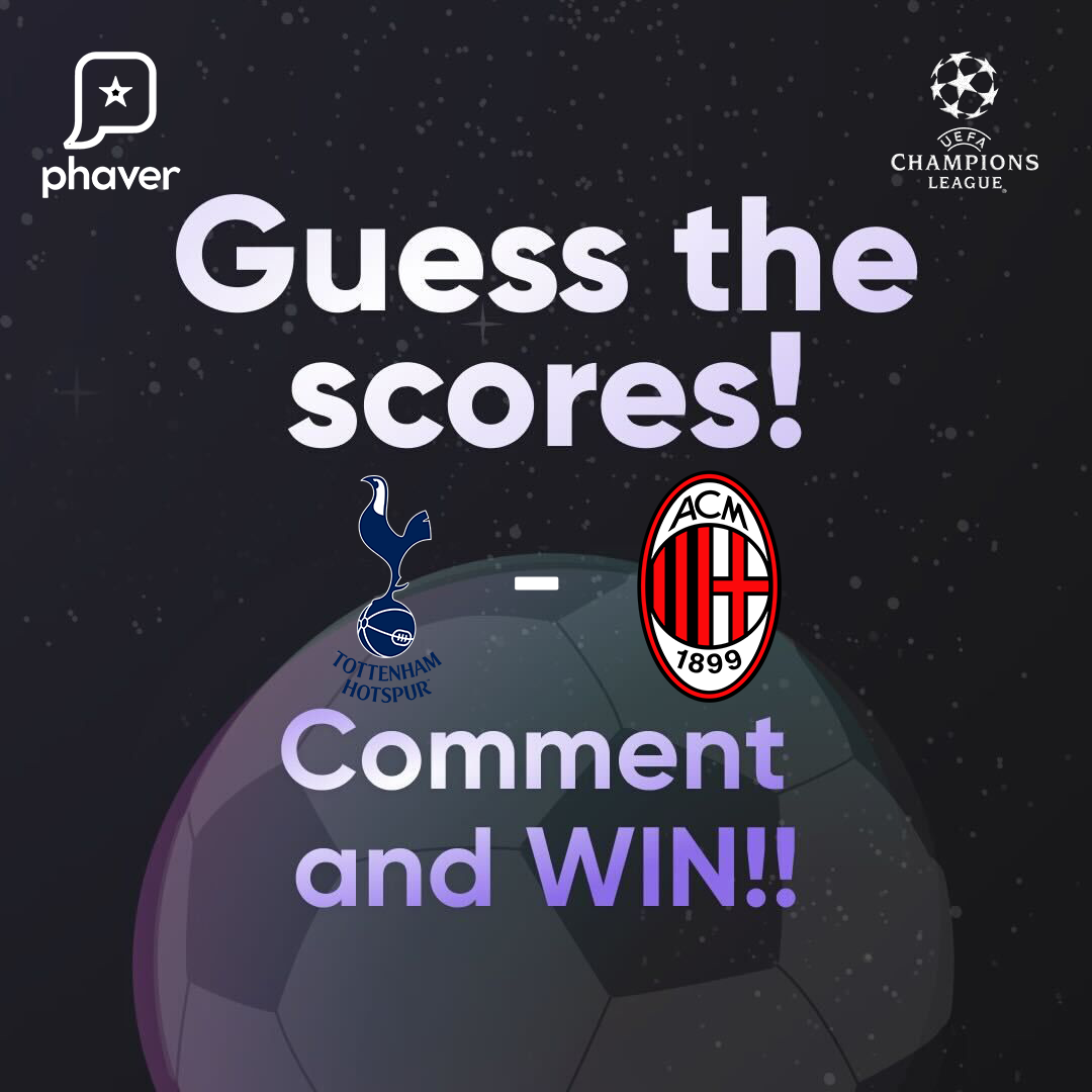 For Lens holders 

🏆Guess the scores🏆

🇬🇧 Tottenham Hotspur VS AC Milan 🇮🇹

🗓️: Wed, 8 Mar 8p…