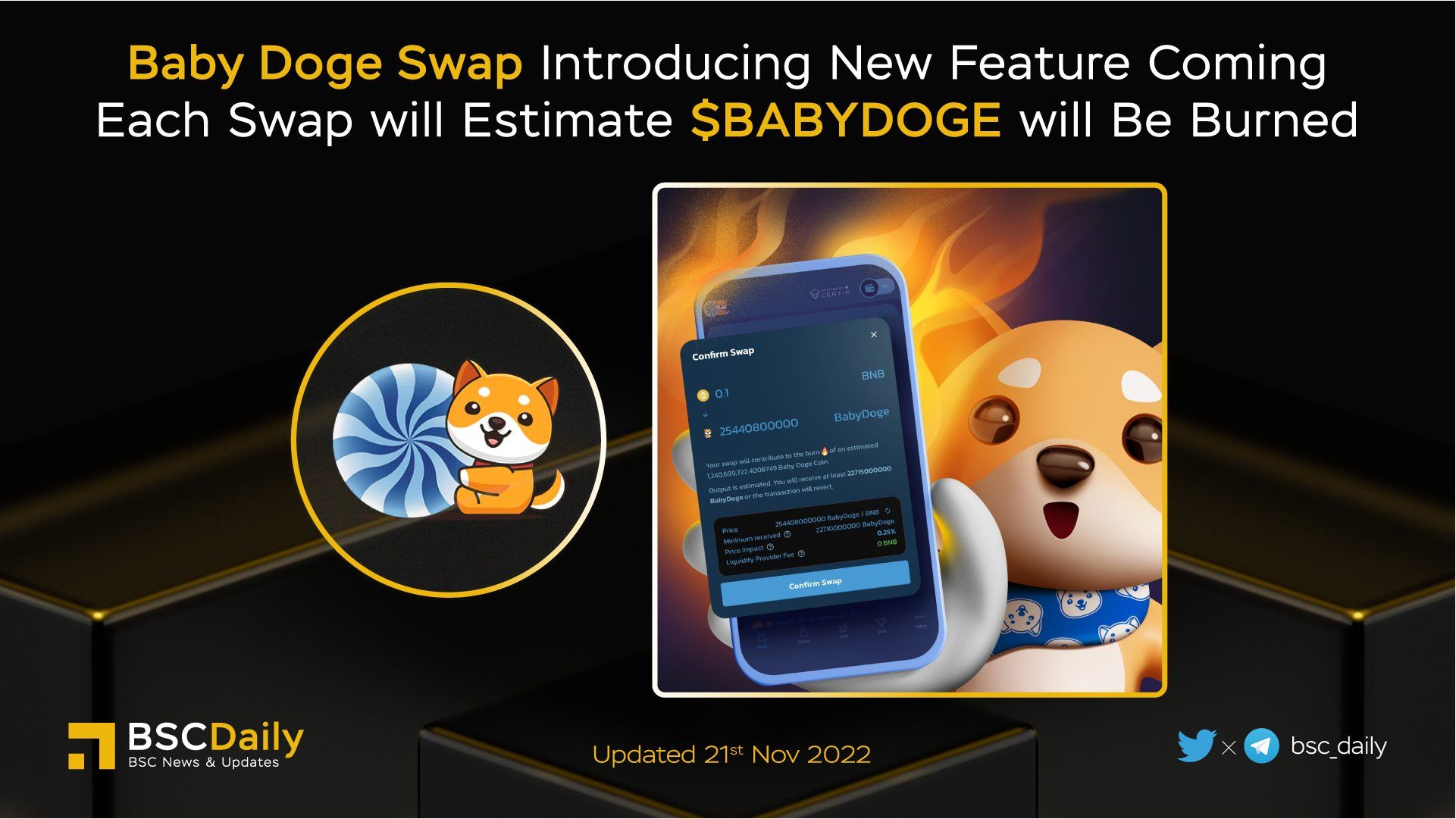 BabyDogeCoin Introducing New Feature Coming🔥

Each Swap will estimate how many $BABYDOGE will be bu…