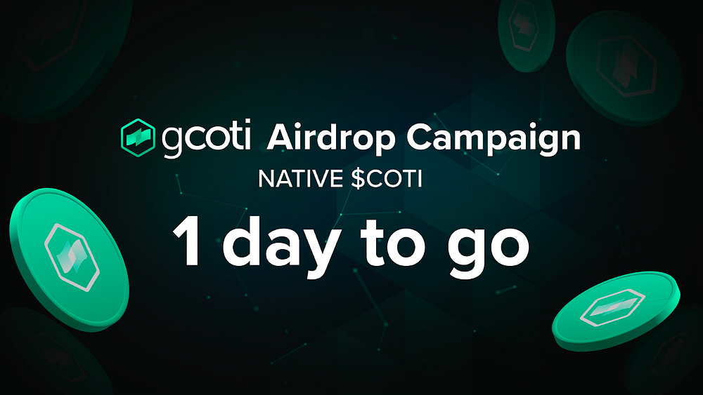 The gCOTI Airdrop Campaign will go LIVE tomorrow at 1pm UTC! Join and Be the First to Use the APY Bo…