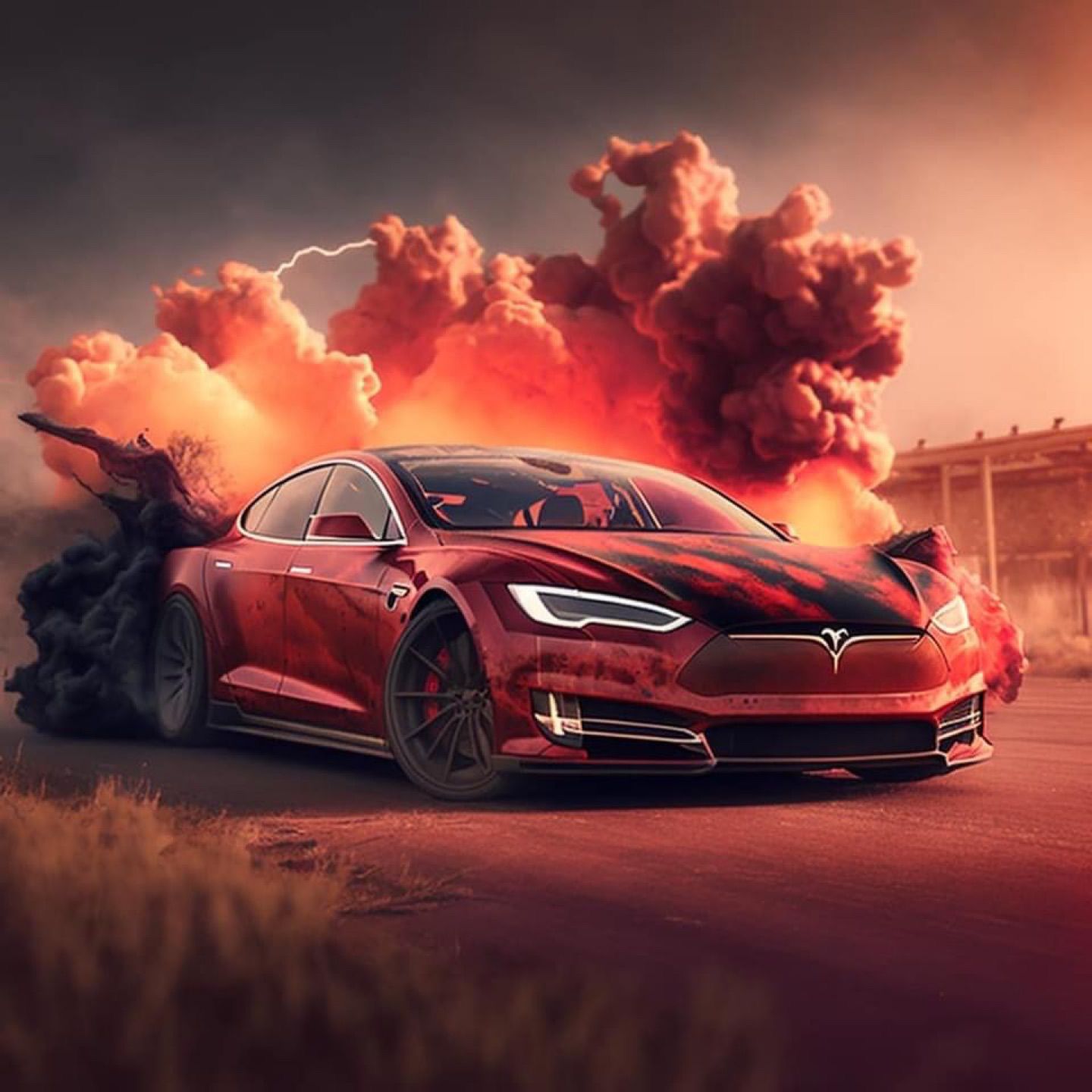 Tesla Model S drifting in motion.

Made by Midjourney 😎